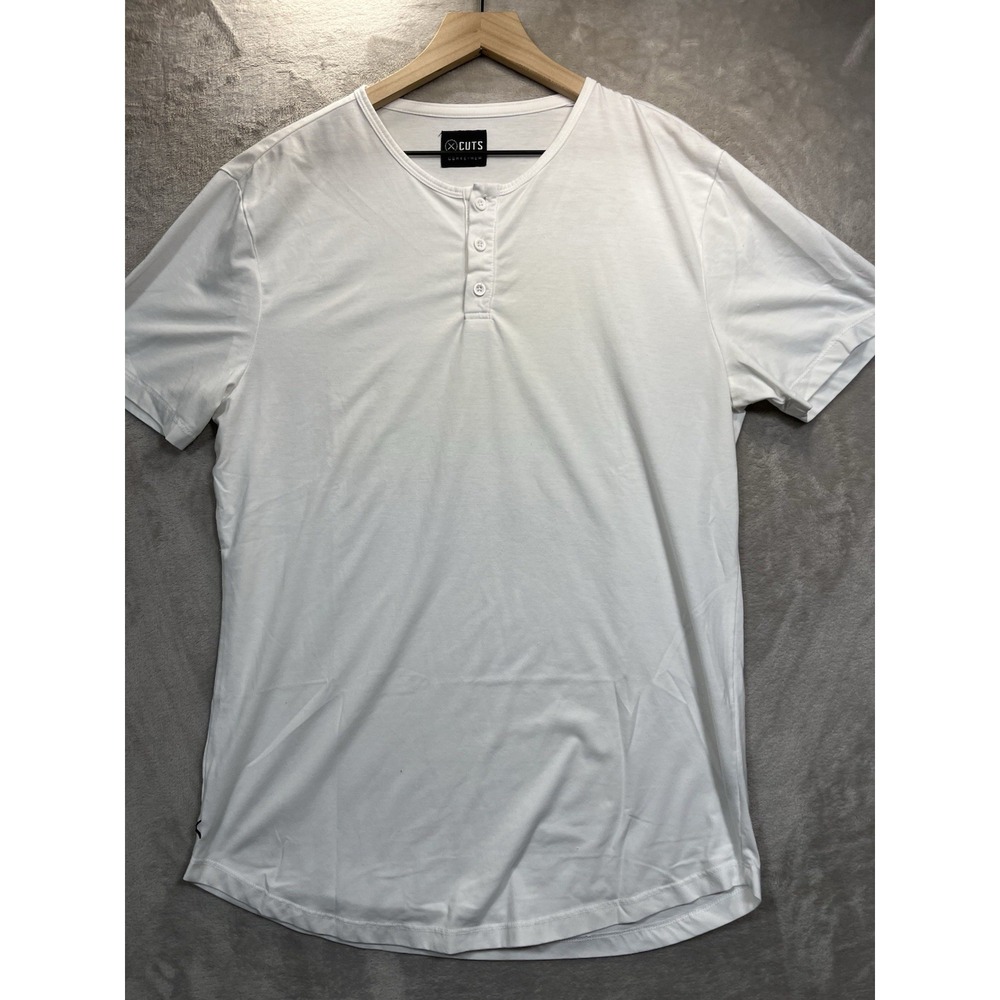 Cuts Clothing Curve Hem Large Tee Henley Stretch Short Sleeve